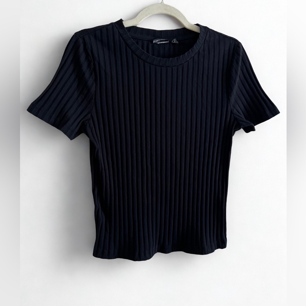ASOS Black Ribbed Short Sleeve Top *TALL FIT*